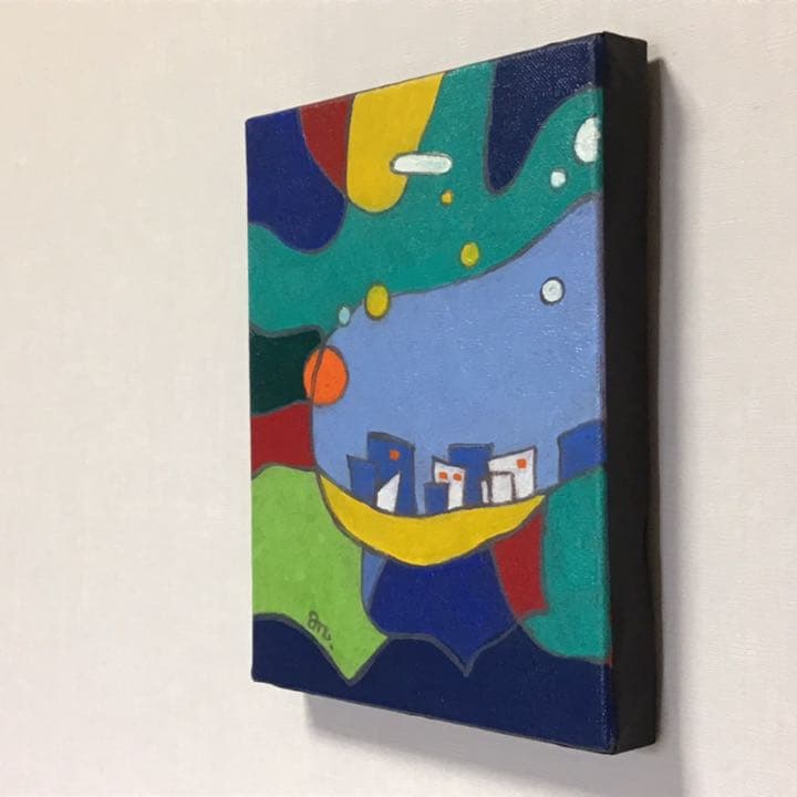 絵画　「街(明)」アクリル、油彩