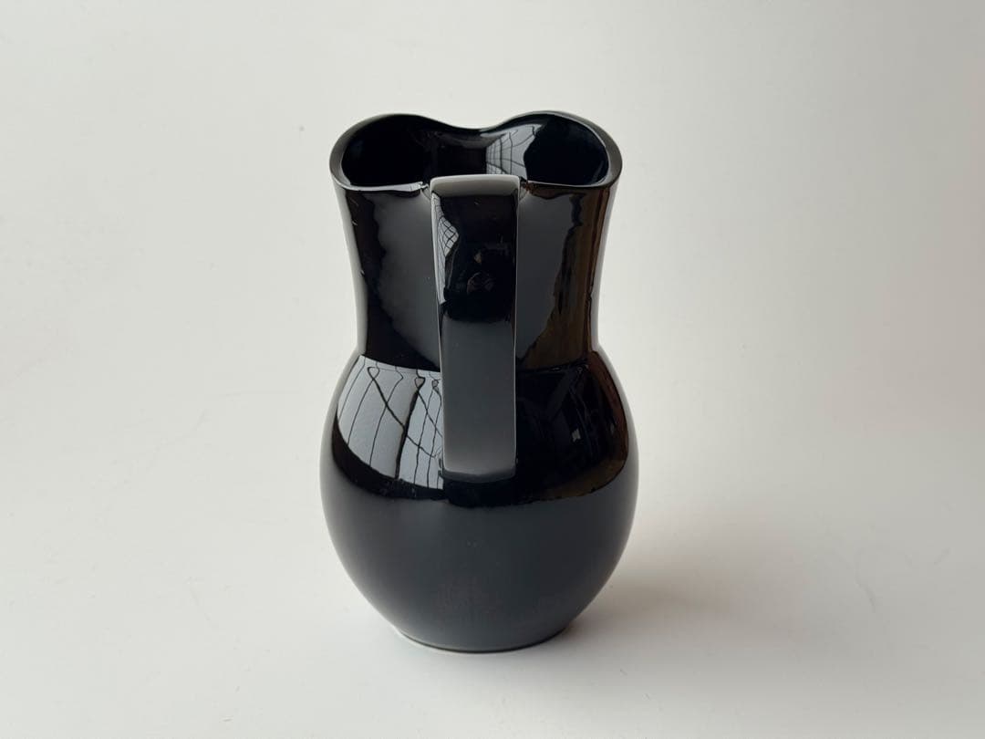 ヴィンテージ ブラック陶器 水差し 花瓶 昭和レトロ