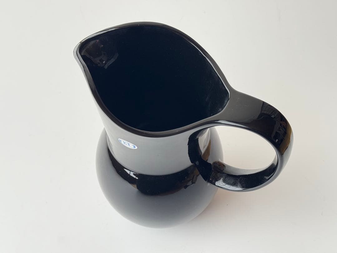 ヴィンテージ ブラック陶器 水差し 花瓶 昭和レトロ
