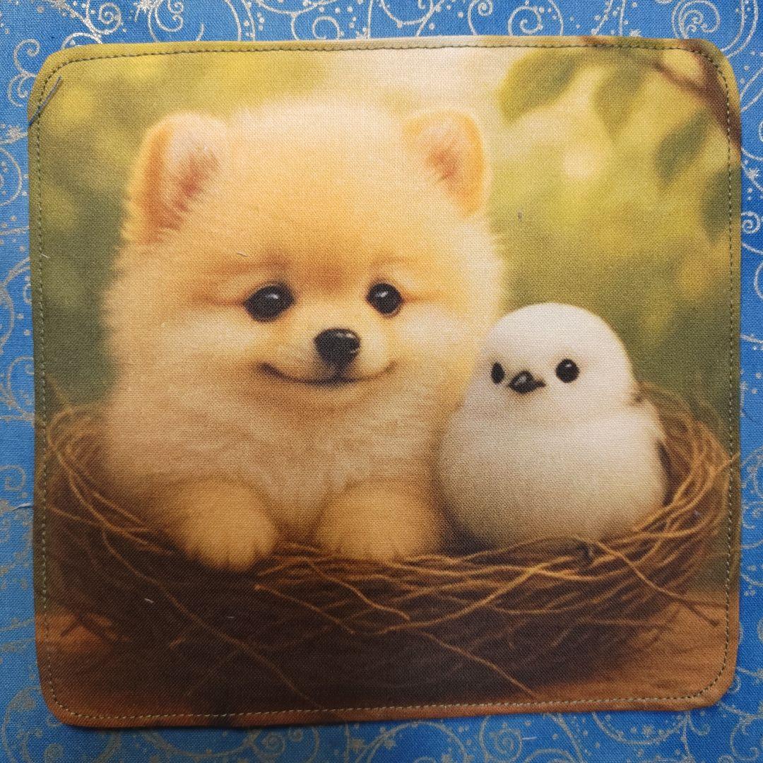 ご確認用　yourelia 4重ハンカチ　ポメラニアンちゃん柄　18