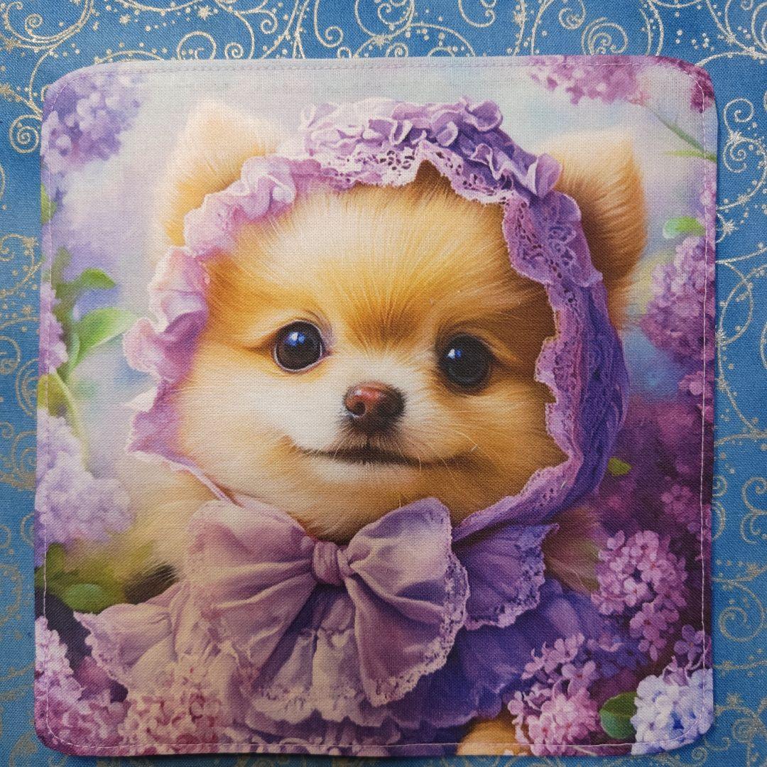 ご確認用　yourelia 4重ハンカチ　ポメラニアンちゃん柄　18