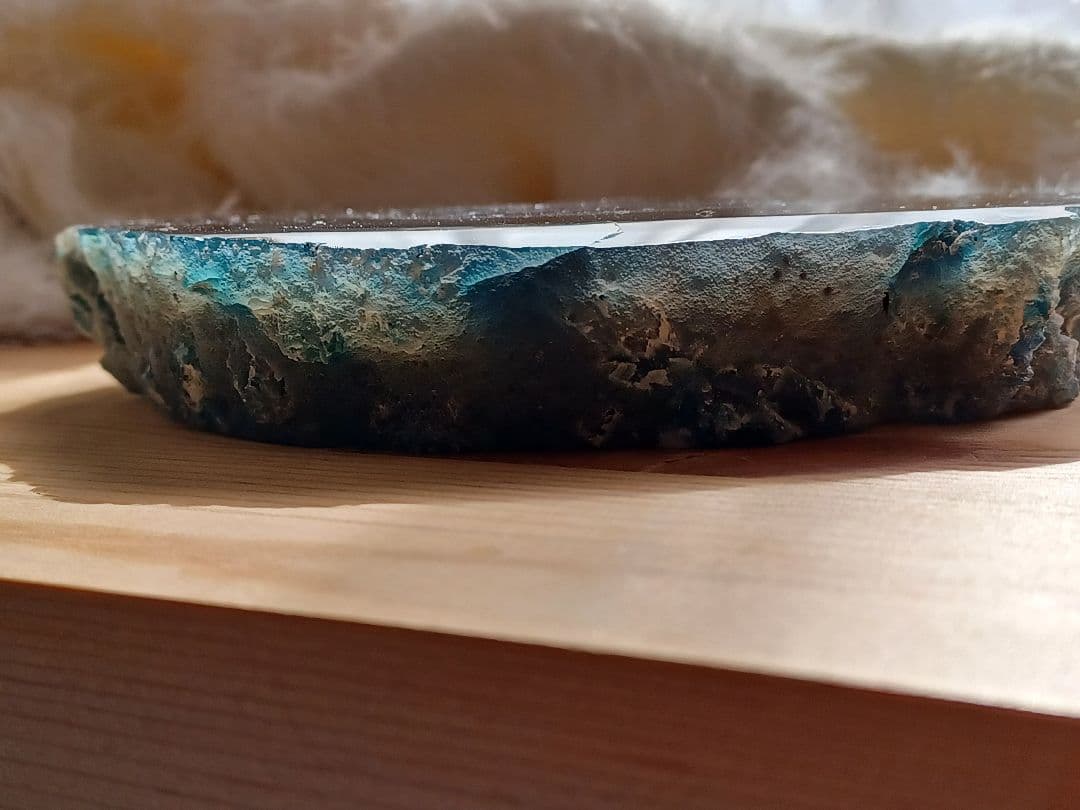 アゲートの青色置物　ブルーメノウ　輪切り