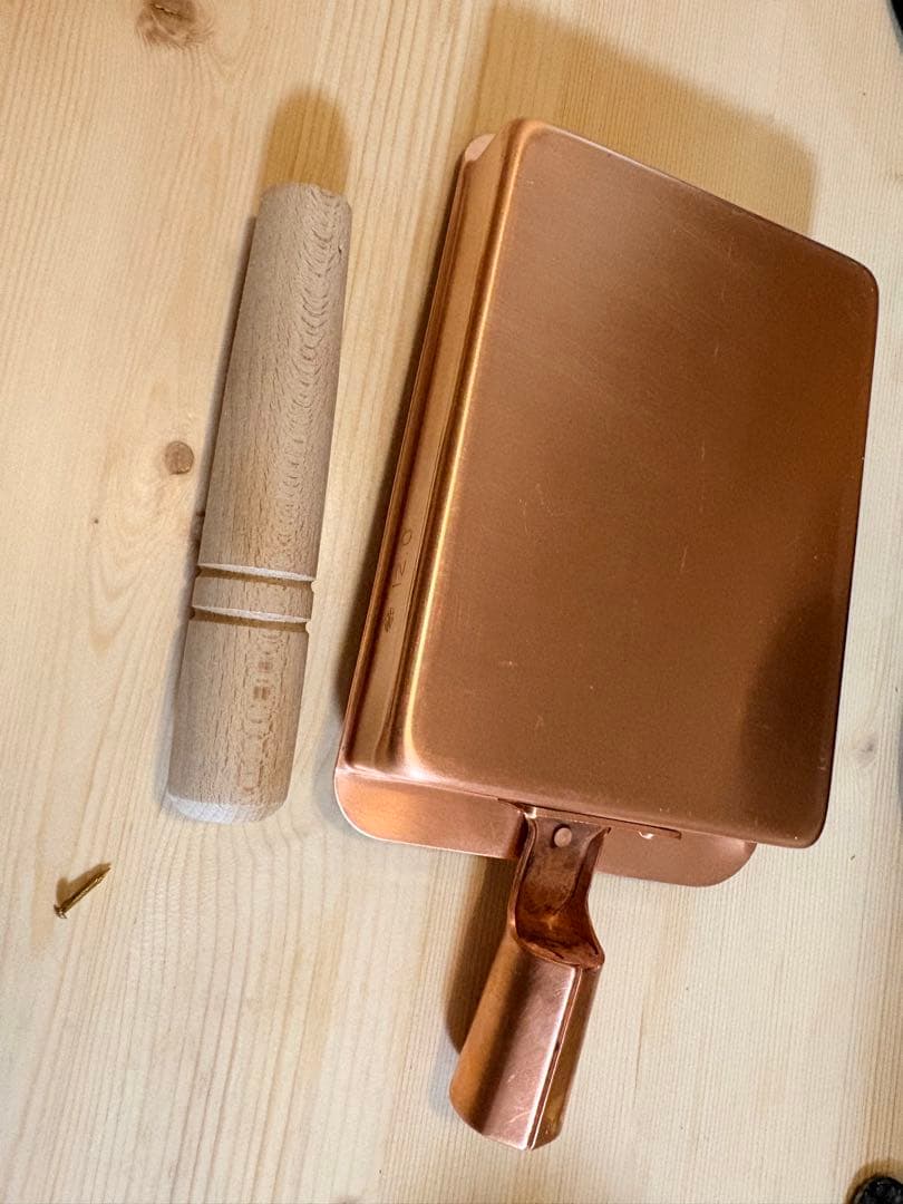 銅製卵焼き器 120mm 木製ハンドル付き