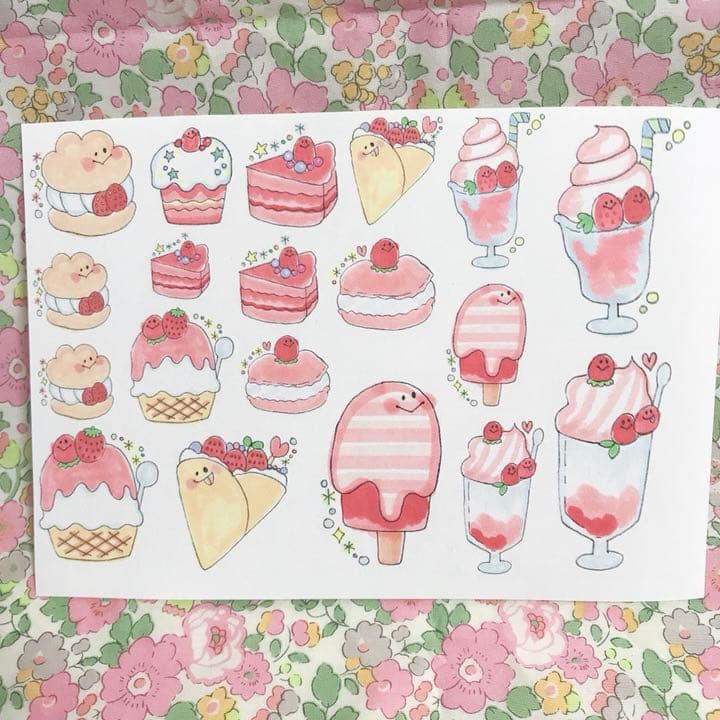 いちごスイーツ♡確認用440円♡手描き フレークシール