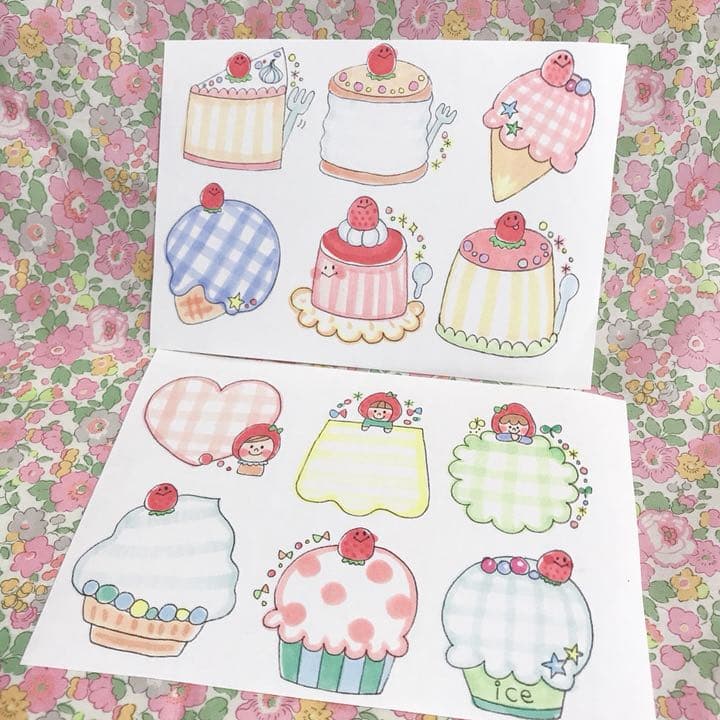 いちごスイーツ♡確認用440円♡手描き フレークシール
