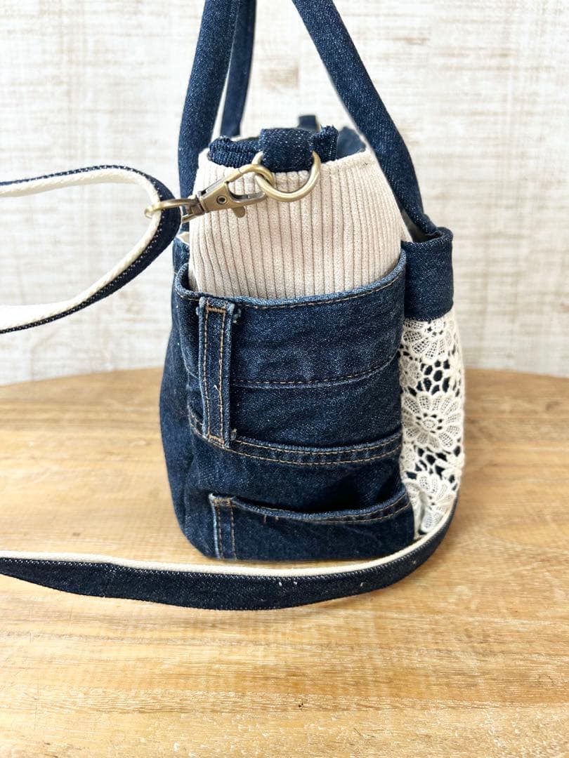 2way 全面ポケットトート　ファスナー付き