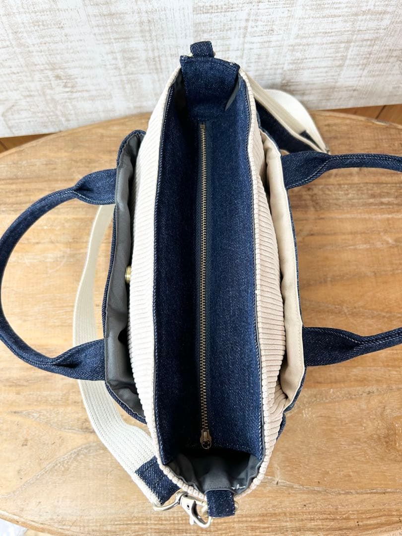 2way 全面ポケットトート　ファスナー付き