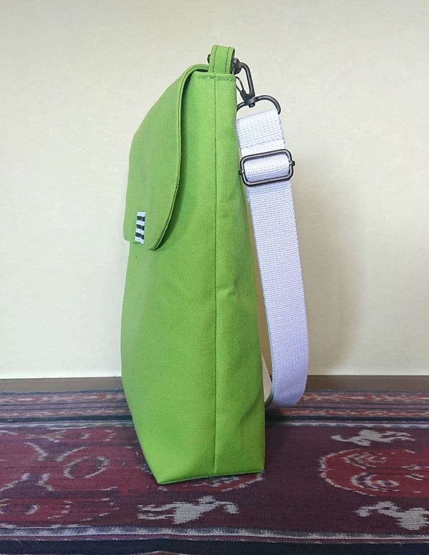 帆布 ショルダーバック 大きめ ライトグリーン ハンドメイド