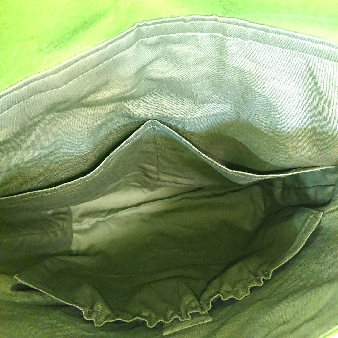 帆布 ショルダーバック 大きめ ライトグリーン ハンドメイド