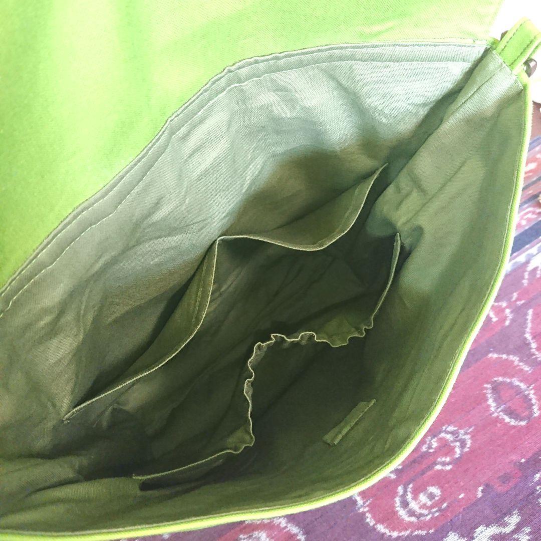 帆布 ショルダーバック 大きめ ライトグリーン ハンドメイド