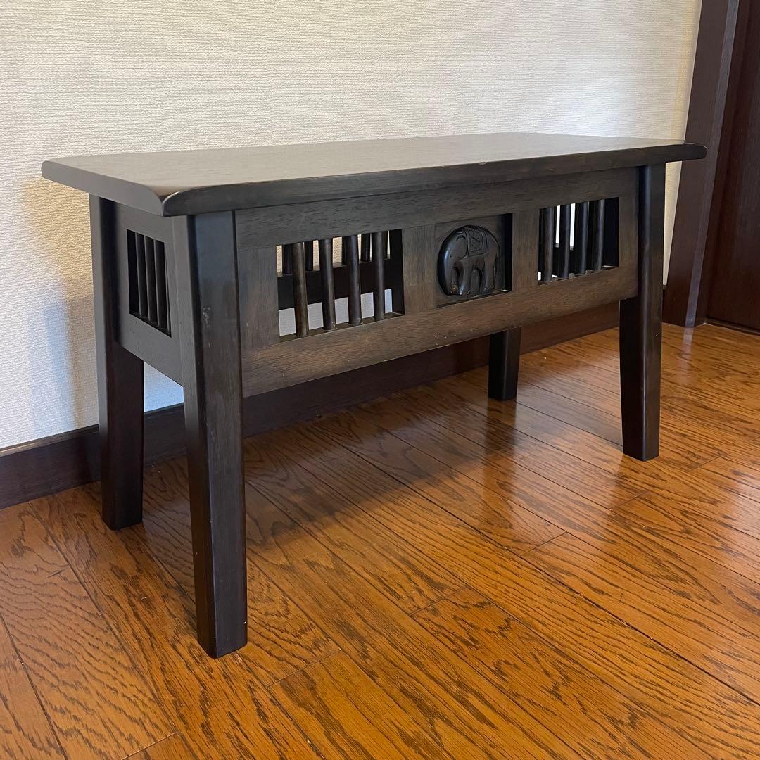 アジアンベンチ　椅子　ゾウ　彫刻　チェアー