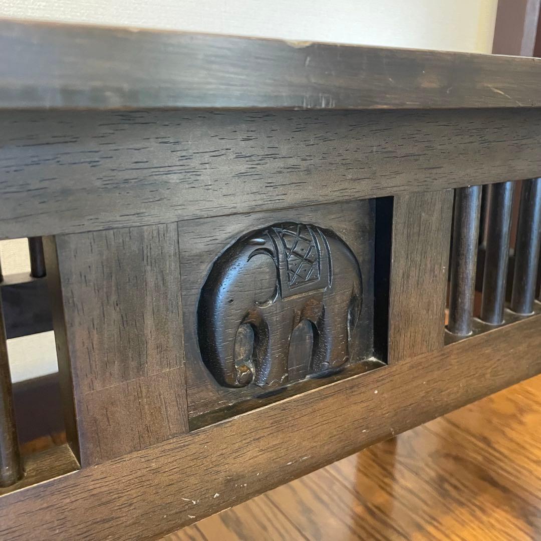 アジアンベンチ　椅子　ゾウ　彫刻　チェアー