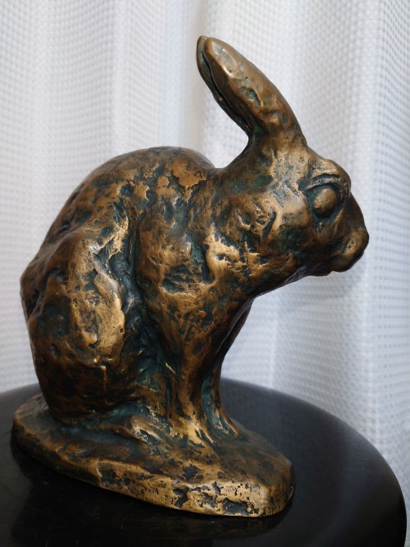 【貴重レア品】北村西望　兎（うさぎ）　ブロンズ像　爽風　アンティーク　オブジェ