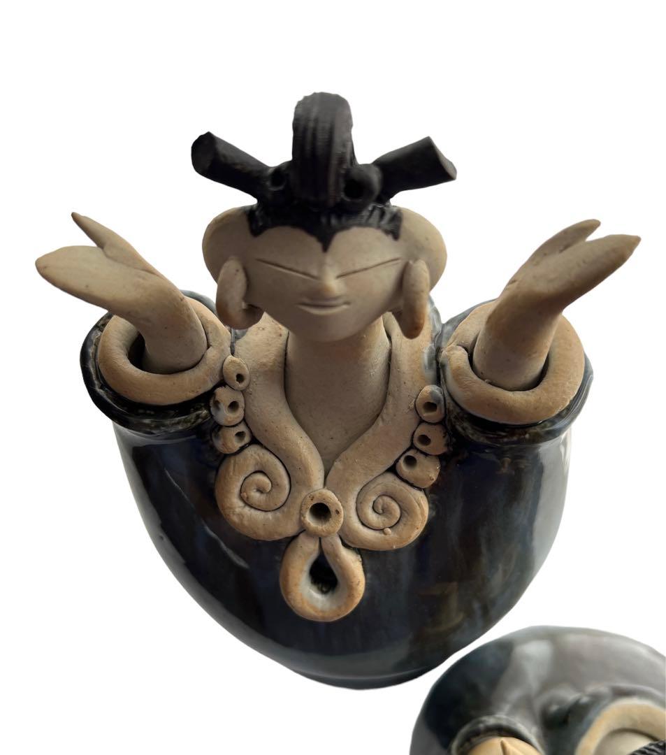 【美品】森元青芳 砥部焼　壺人形　青芳窯　念ずれば花ひらく