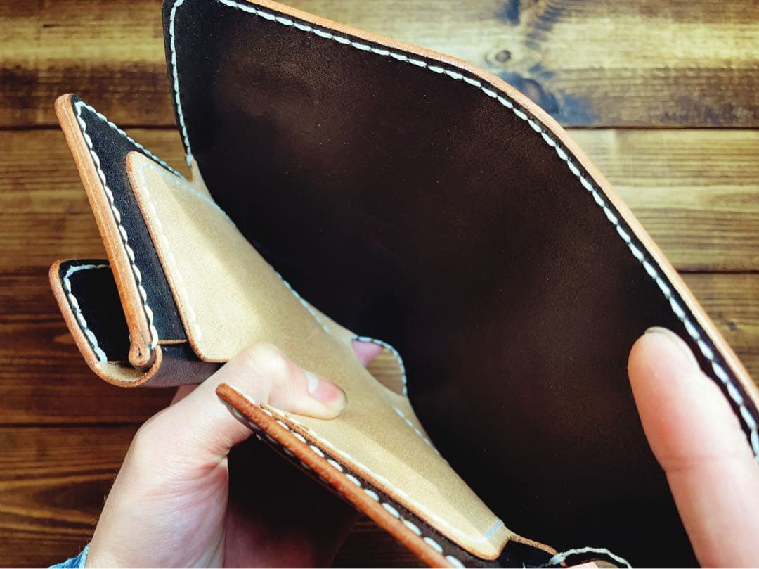 ミドルウォレット バイカーズウォレット 国産ヌメ革