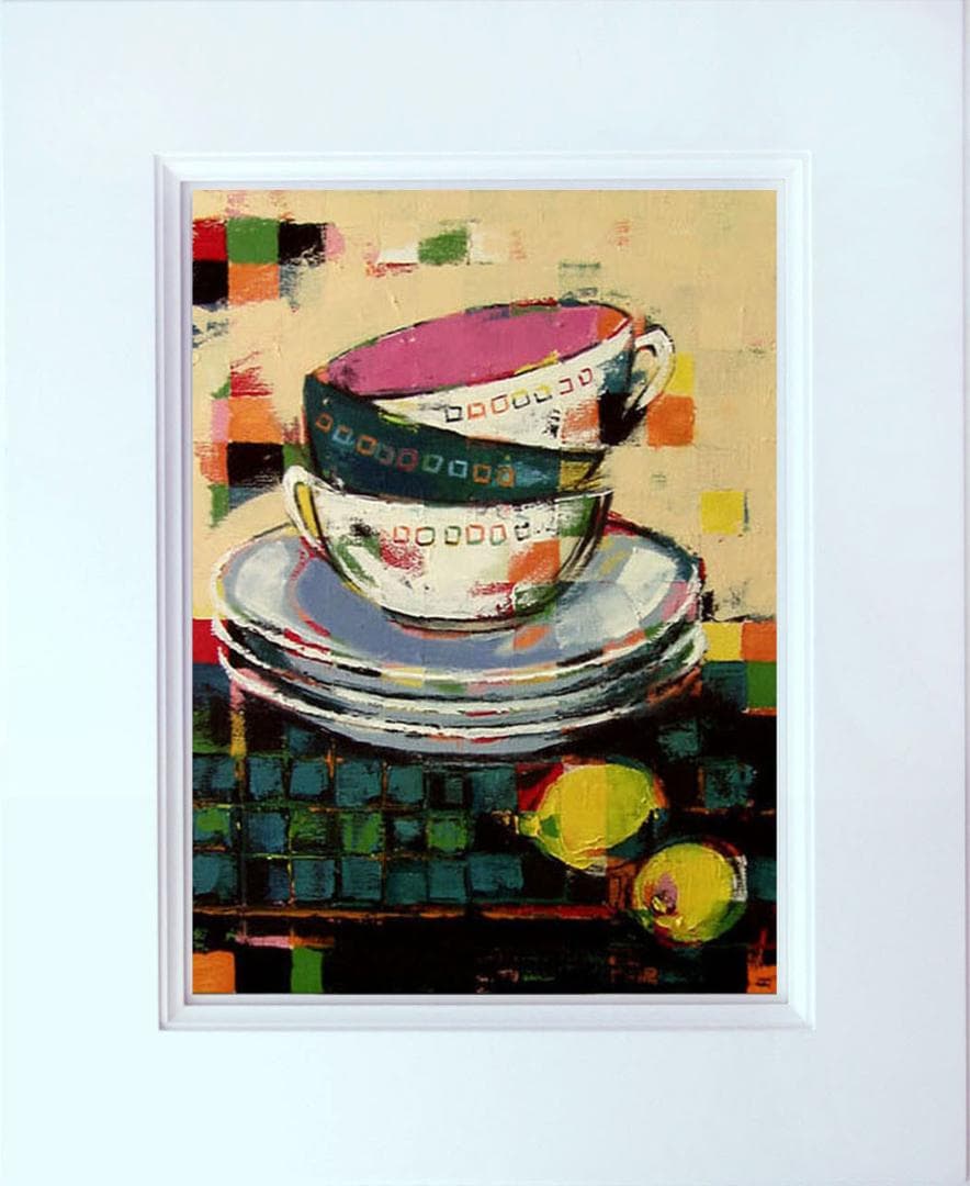 油絵菅家令 絵 絵画インテリア 額付(青緑＋金色の枠) uF6-060203静物