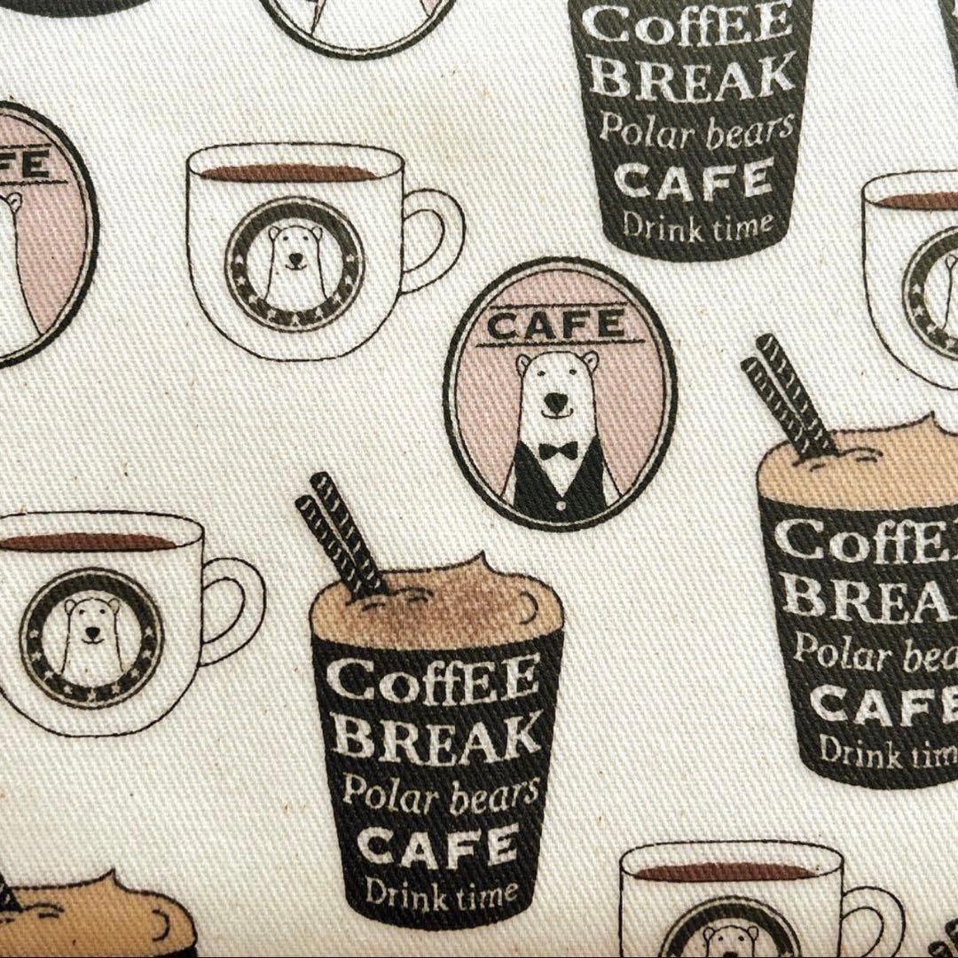 ラミネートポーチ　（クマカフェ-生成り）ハンドメイド　ポーチ　778