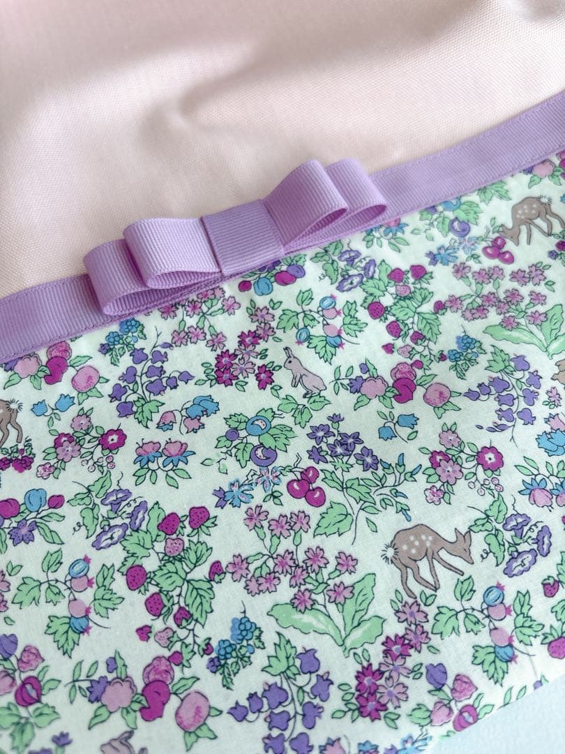 リバティ女の子入園入学セット/ベビーピンク×ナンシーアニマル・ラベンダーリボン)