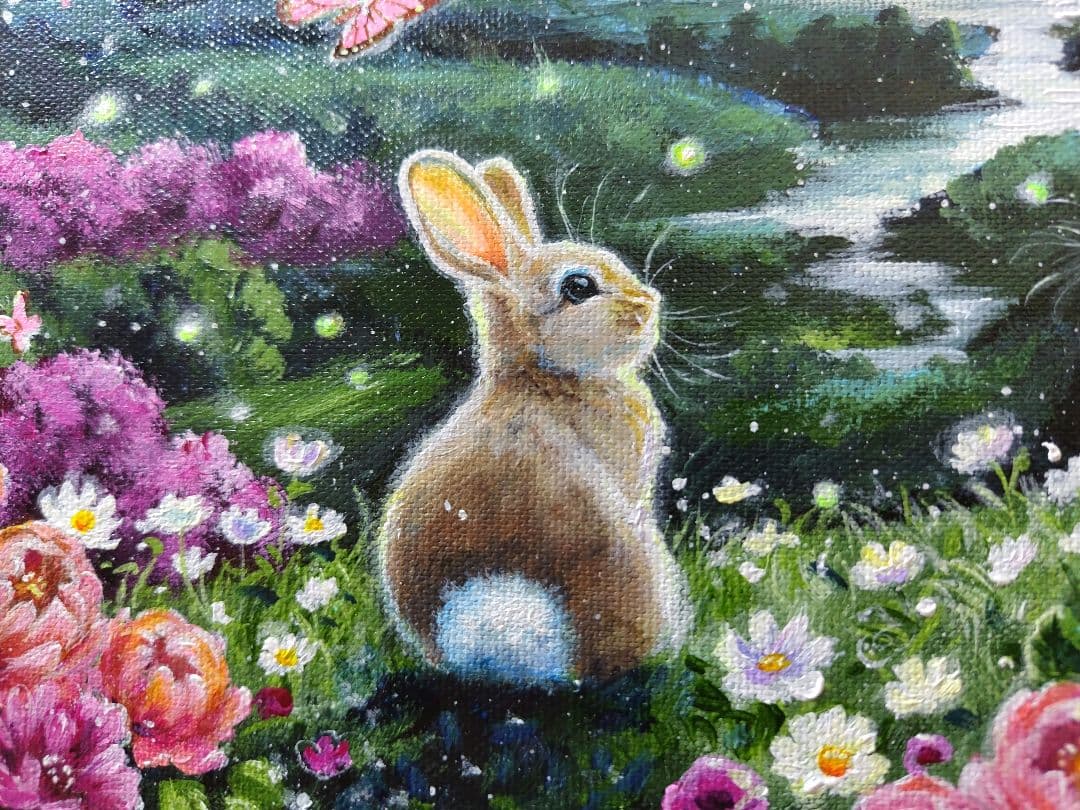 【春満月】アクリル画 F3 風景画 絵画