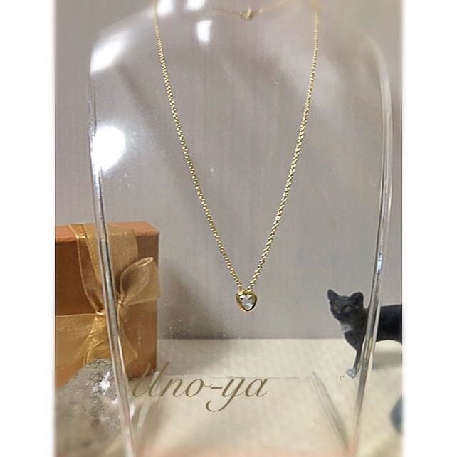 14kgf /ハート型アクアマリン一粒ネックレス