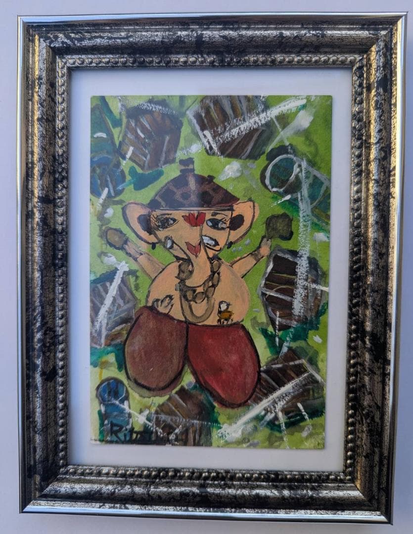 【1点もの】 ガネーシャアート 瓜阪律❤️ 原画　前に進む力 開運商売繁盛・浄化