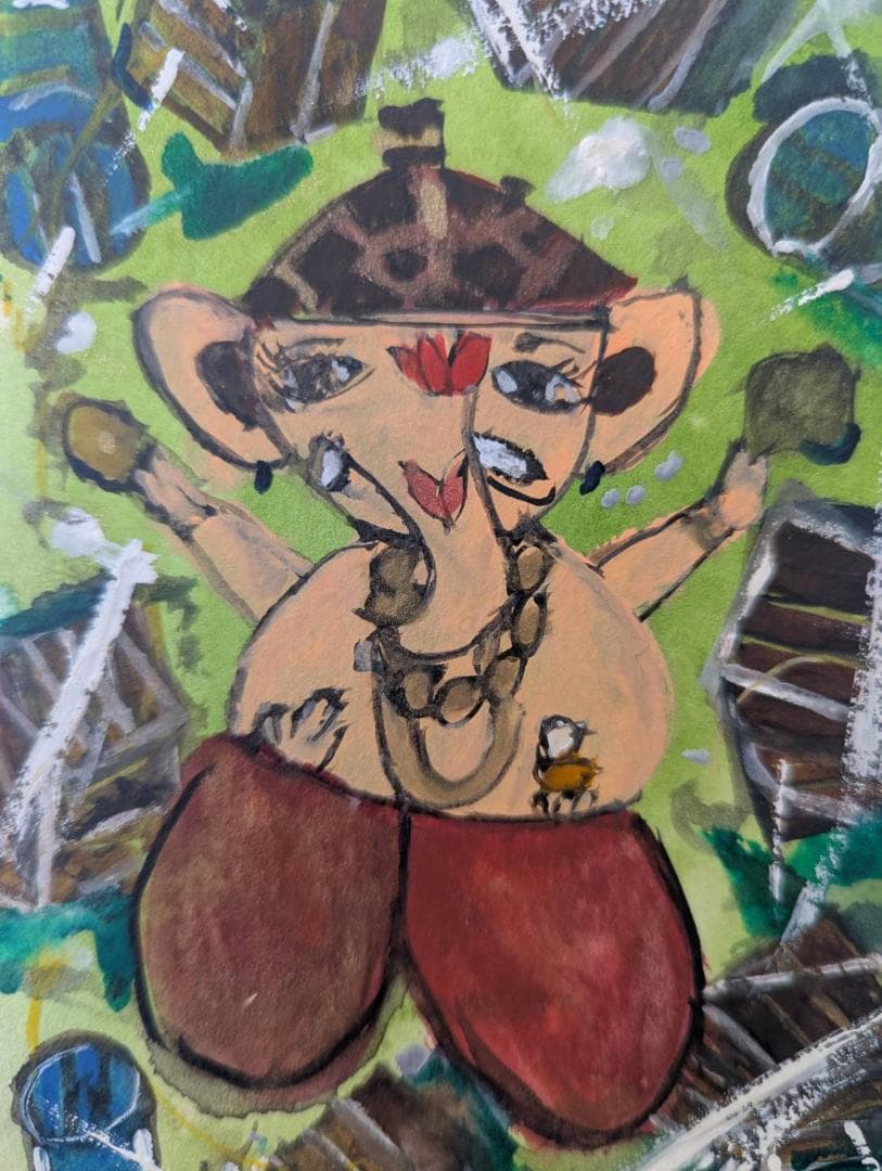 【1点もの】 ガネーシャアート 瓜阪律❤️ 原画　前に進む力 開運商売繁盛・浄化