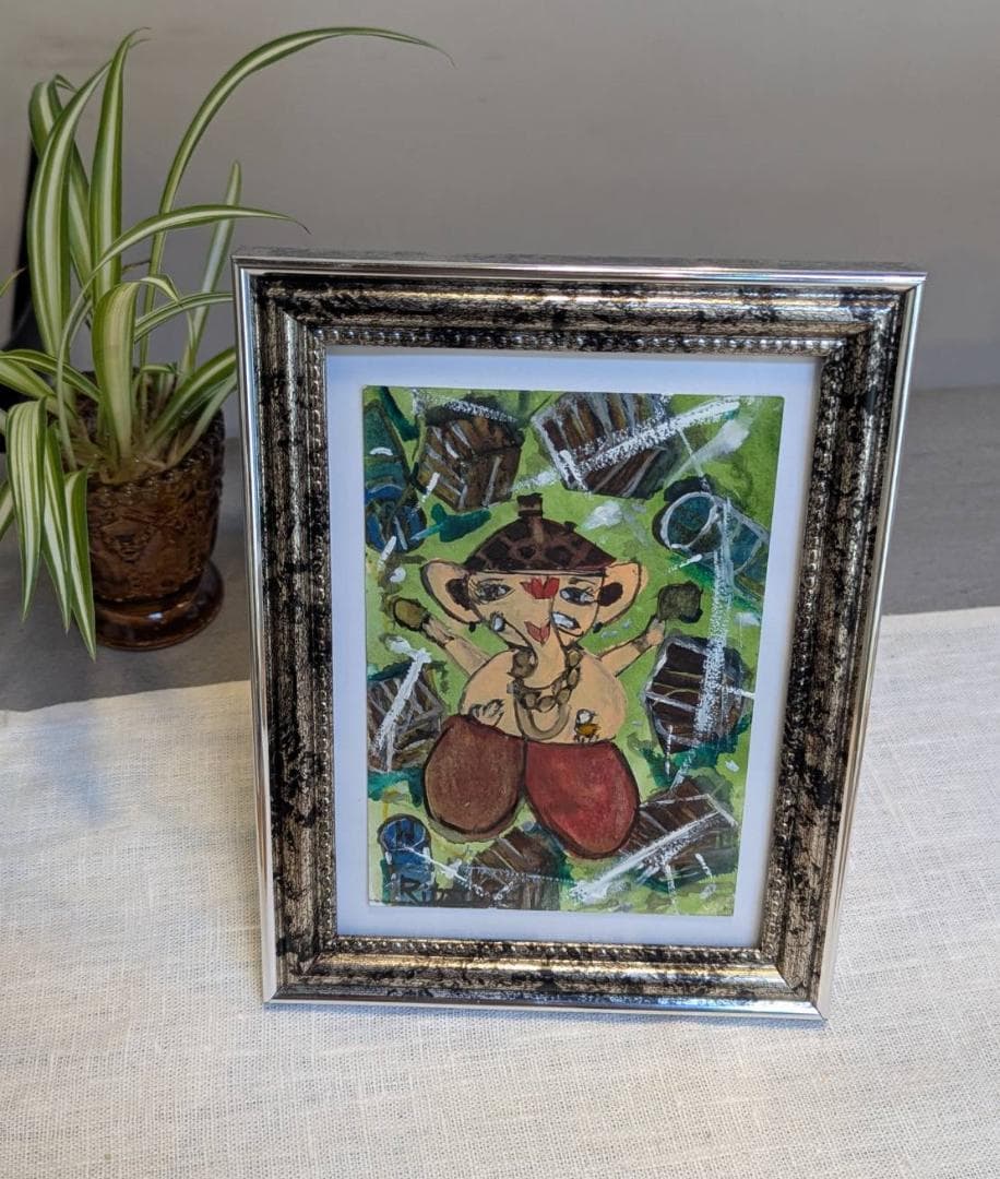 【1点もの】 ガネーシャアート 瓜阪律❤️ 原画　前に進む力 開運商売繁盛・浄化