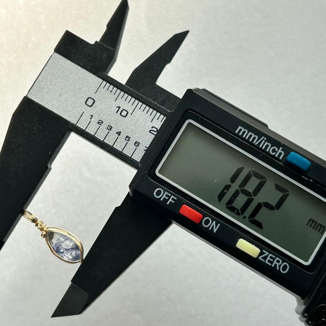 デュモルチェライトインクォーツペントップ 14kgfワイヤーラップ　fukane