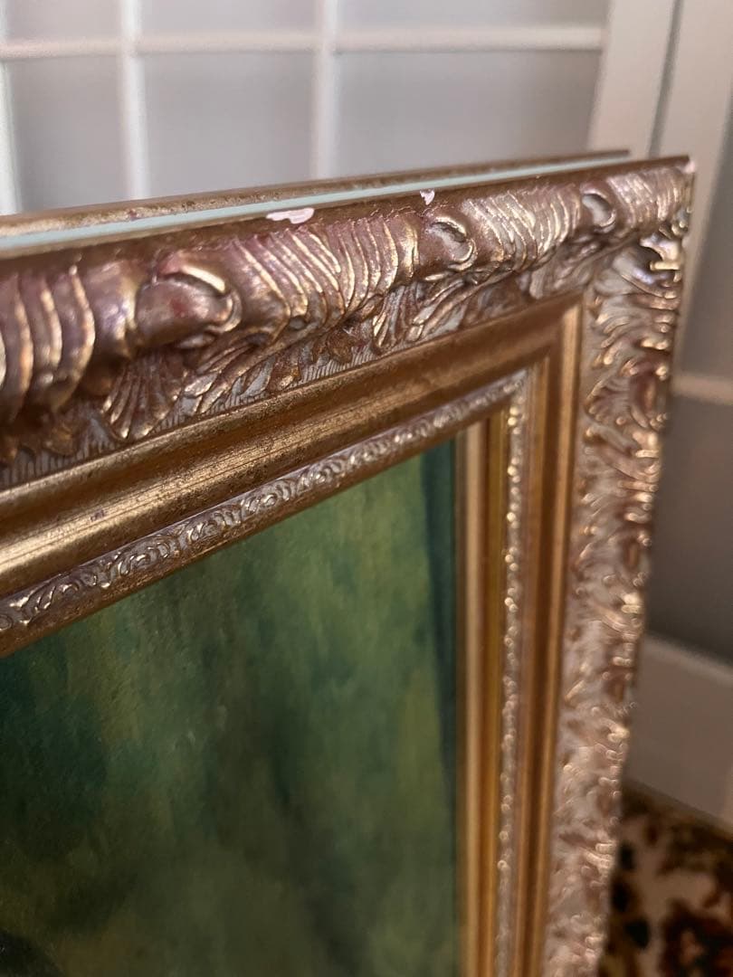 ルノワール 髪をとかす少女 高級複製画 アンティーク インテリア 額縁 置物