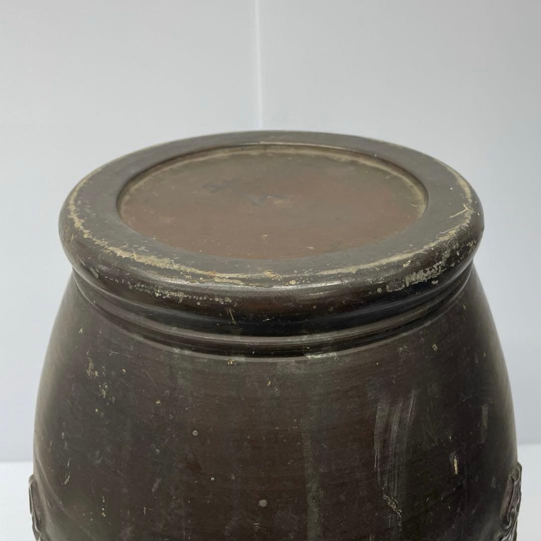 大型　花瓶　花器　壺　インテリア　コレクション　経年品　彫細工　金属製