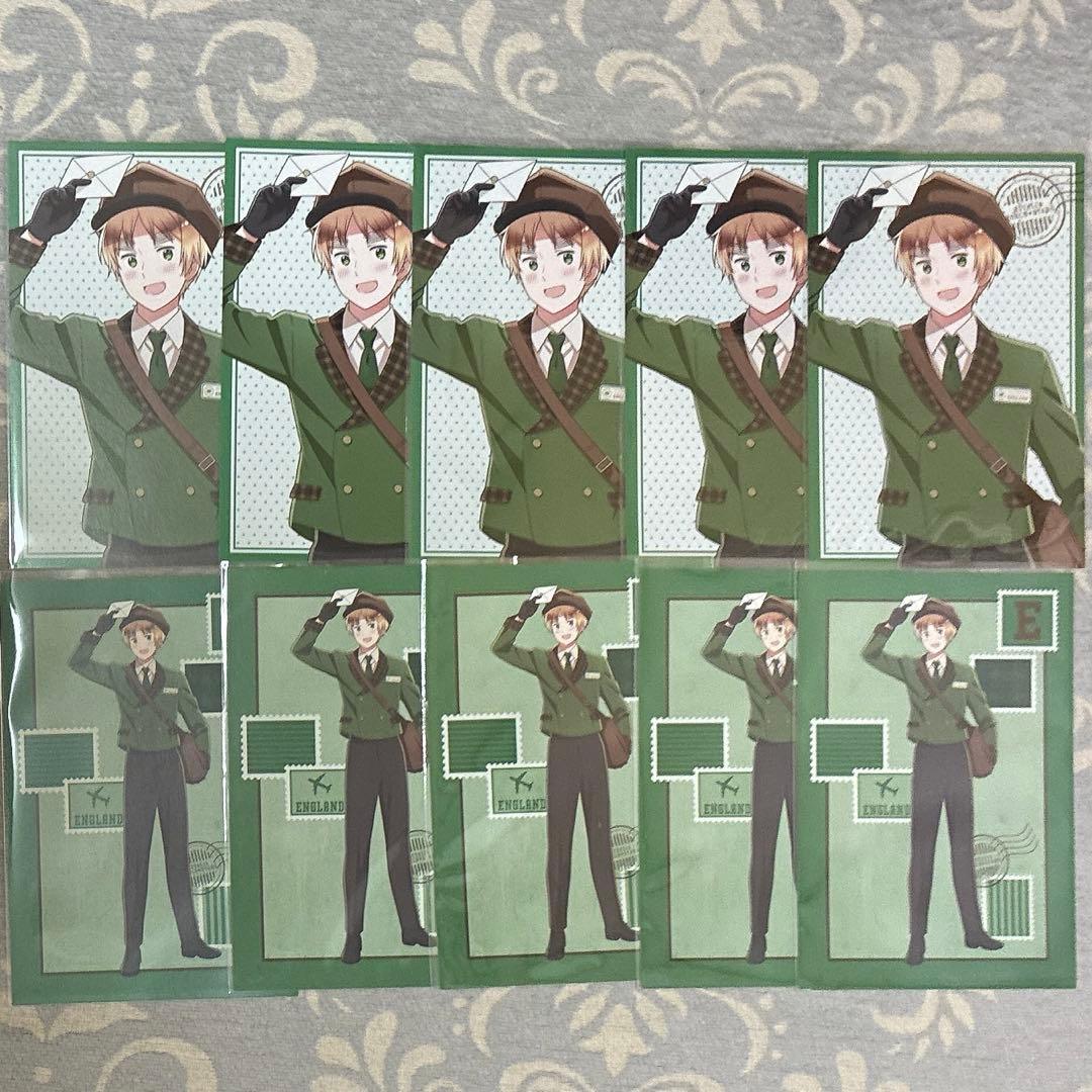 ヘタリア イギリス 郵便屋 缶バッジ 30個 ➕ ポストカード 10枚