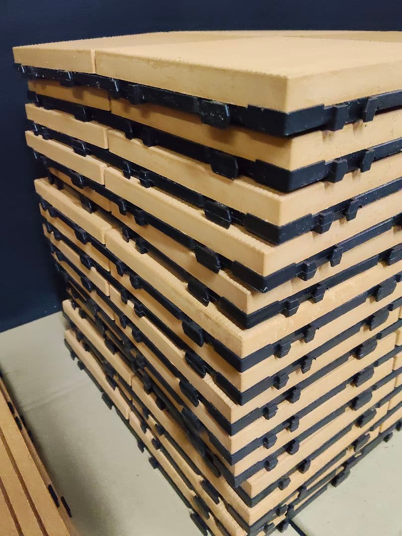 ウッドパネル ジョイントマット 合計46枚セット 正方形 長方形 ベランダ 2