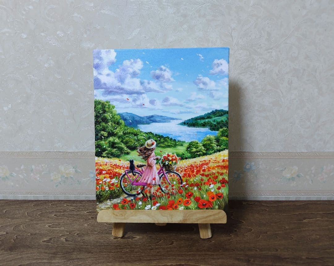 【心が和む日】アクリル画 F3 風景画 絵画