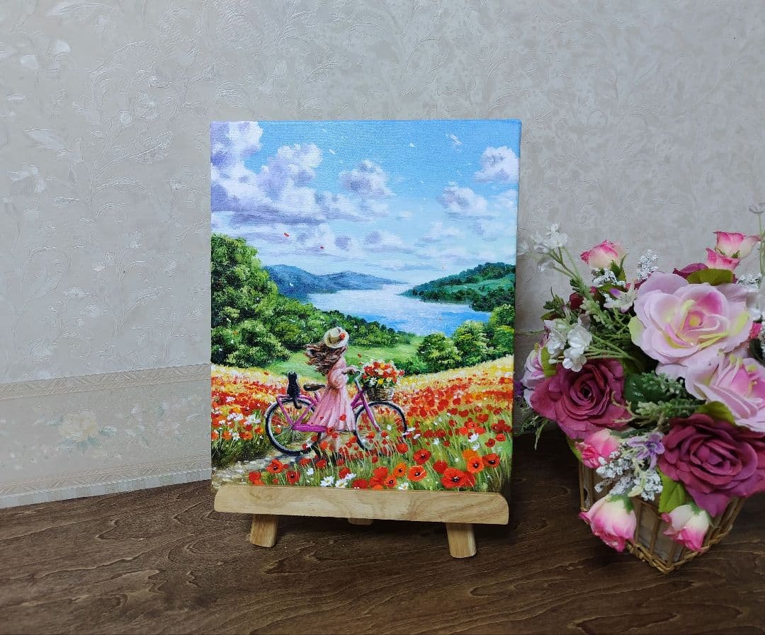 【心が和む日】アクリル画 F3 風景画 絵画