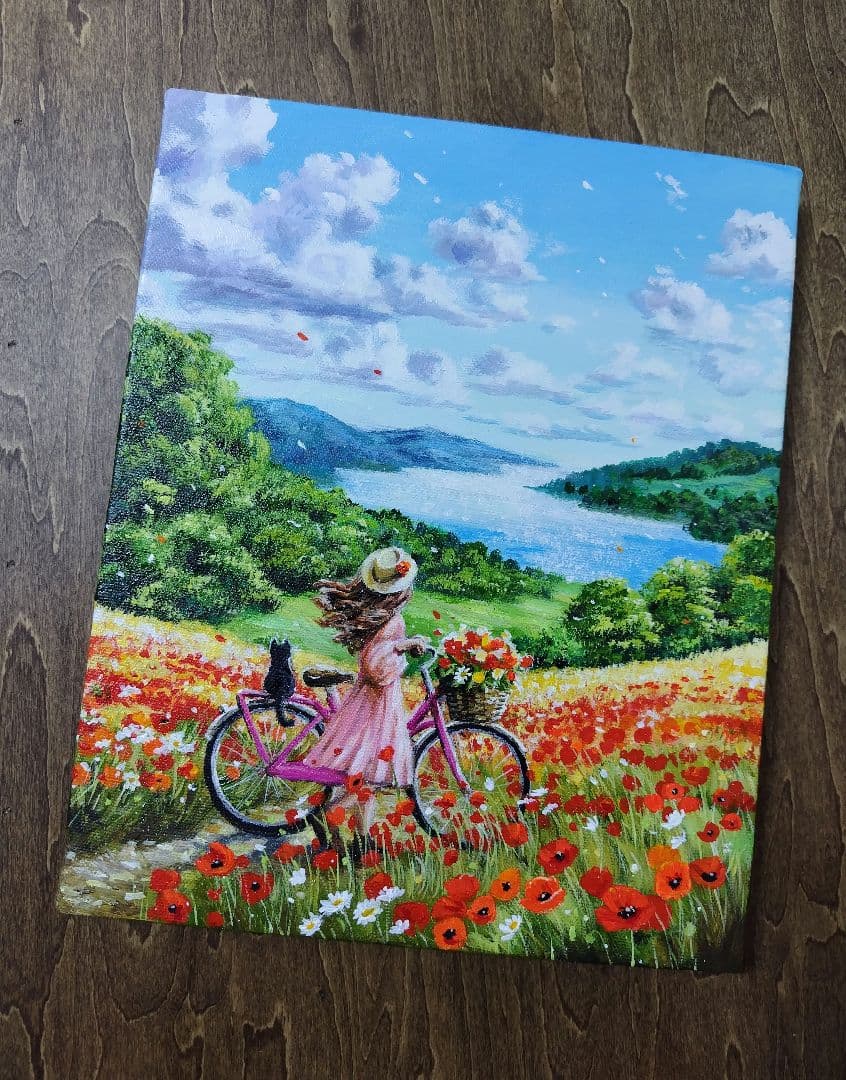 【心が和む日】アクリル画 F3 風景画 絵画