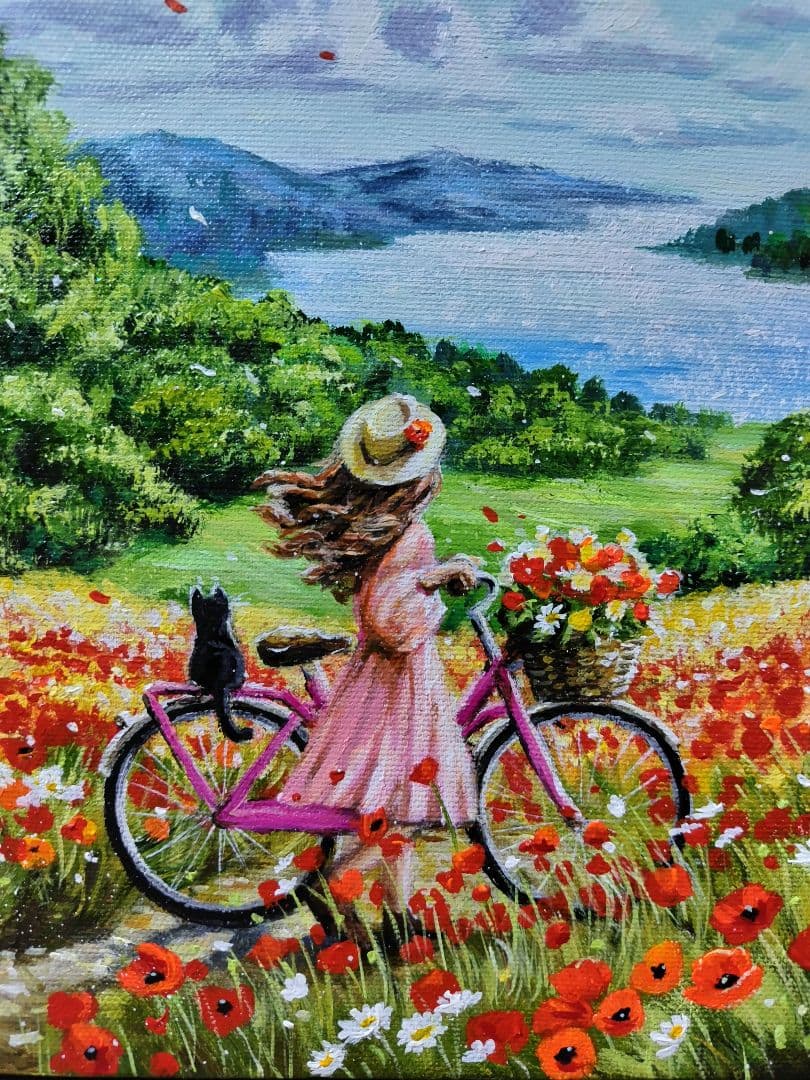 【心が和む日】アクリル画 F3 風景画 絵画