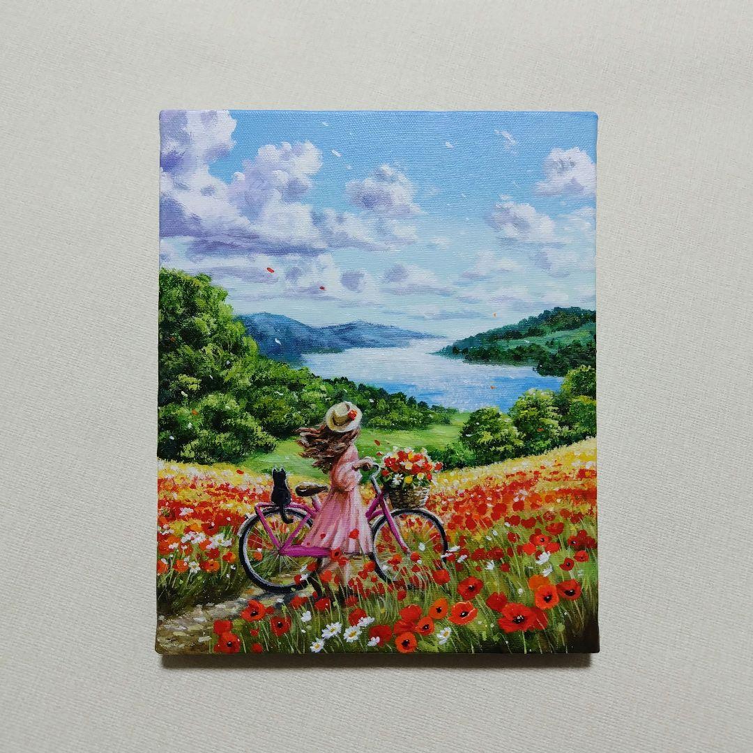 【心が和む日】アクリル画 F3 風景画 絵画