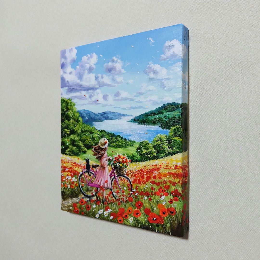 【心が和む日】アクリル画 F3 風景画 絵画