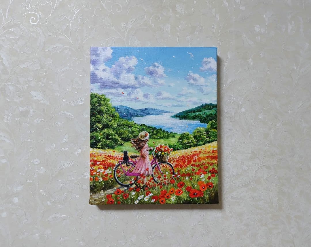 【心が和む日】アクリル画 F3 風景画 絵画