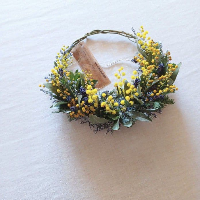 新品 未使用 ドライフラワー ミモザリース ミモザ 【ご予約スタート】