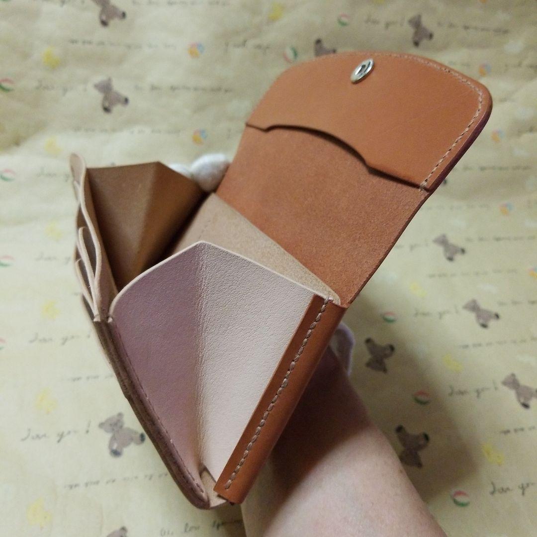 牛革　栃木レザー✖️ヌメ革　コンパクト長財布　ハンドメイド財布