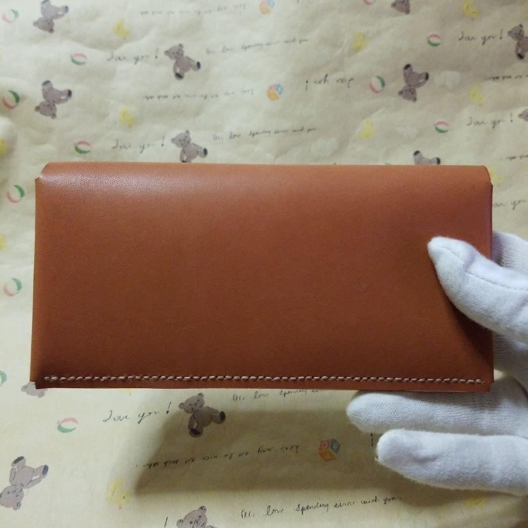 牛革　栃木レザー✖️ヌメ革　コンパクト長財布　ハンドメイド財布