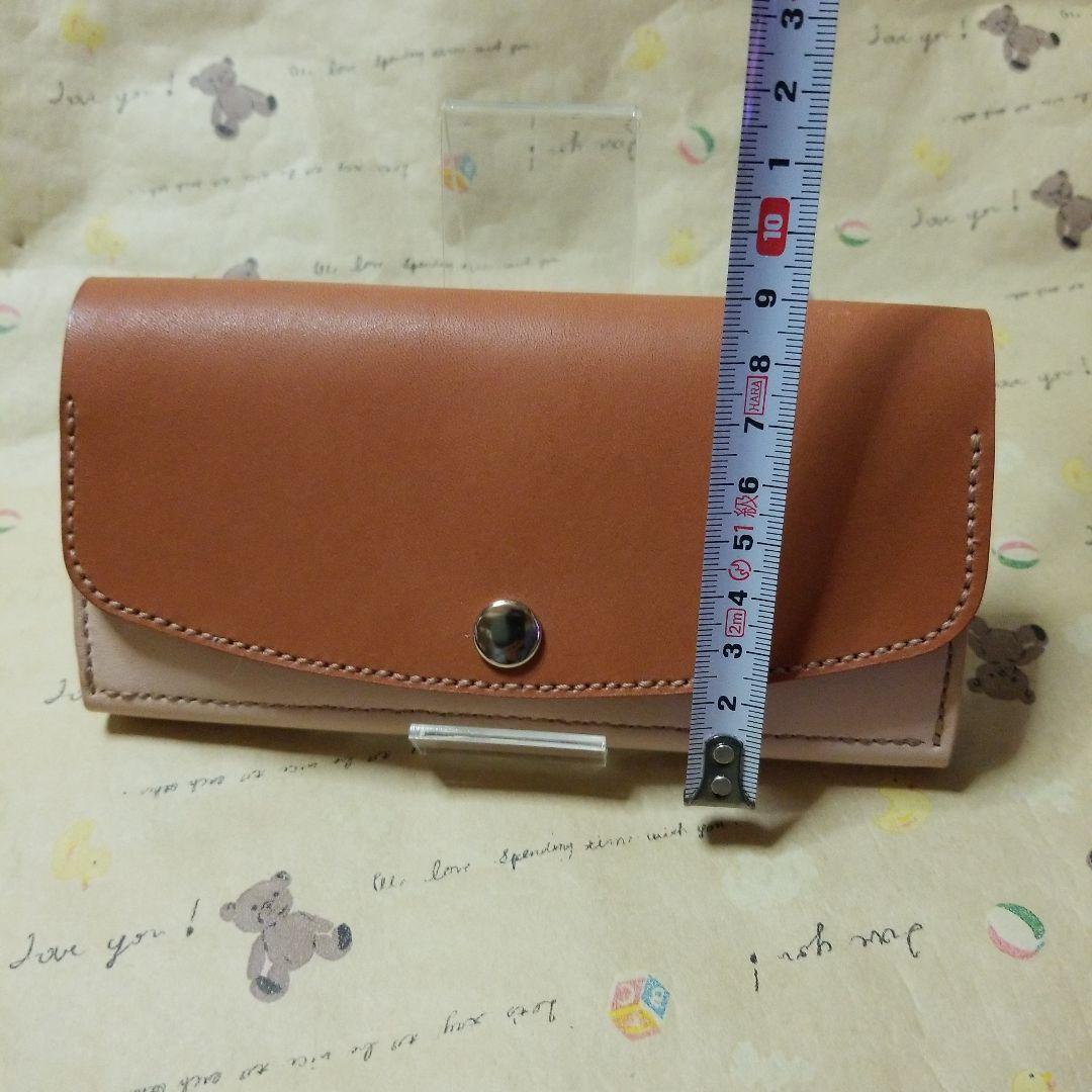 牛革　栃木レザー✖️ヌメ革　コンパクト長財布　ハンドメイド財布