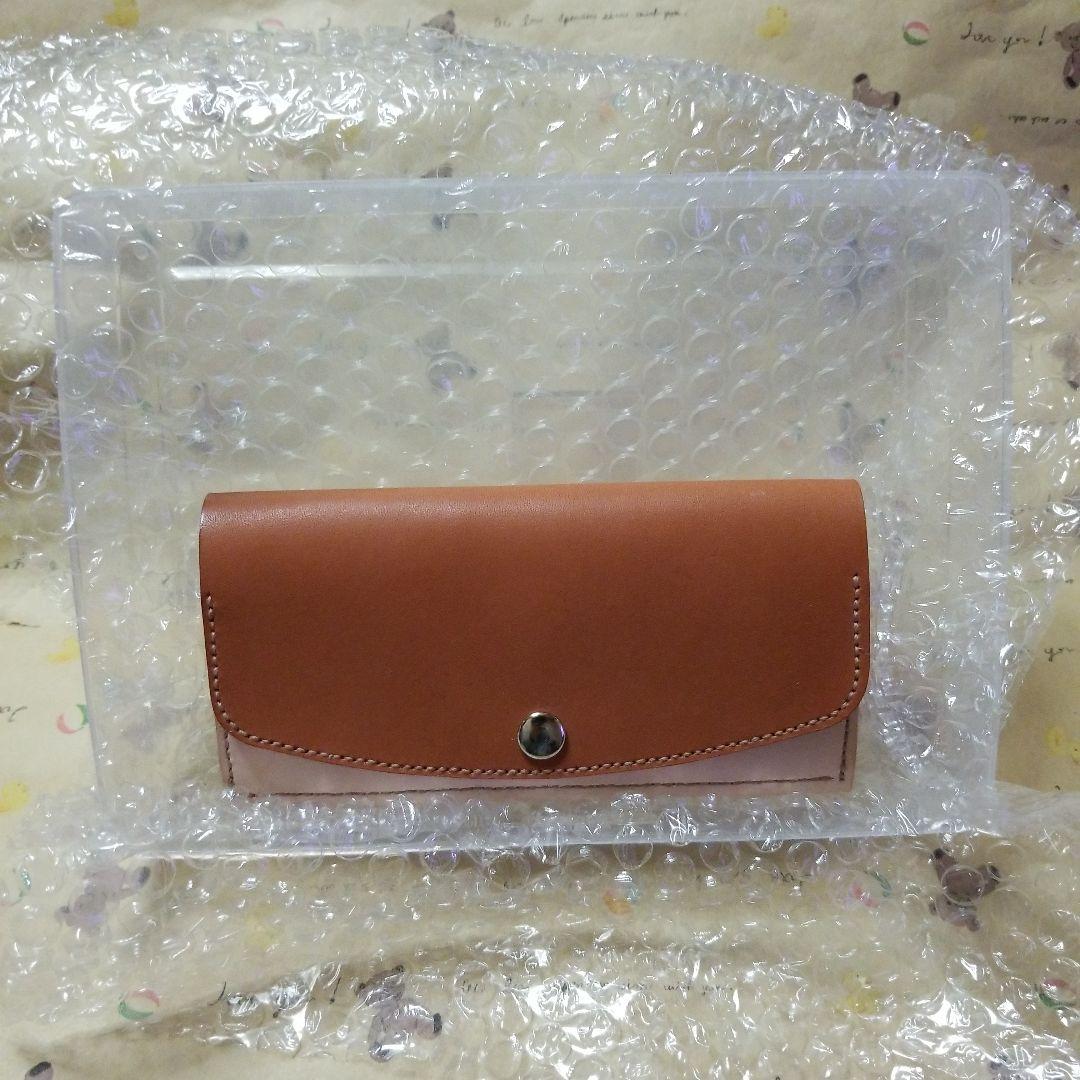 牛革　栃木レザー✖️ヌメ革　コンパクト長財布　ハンドメイド財布