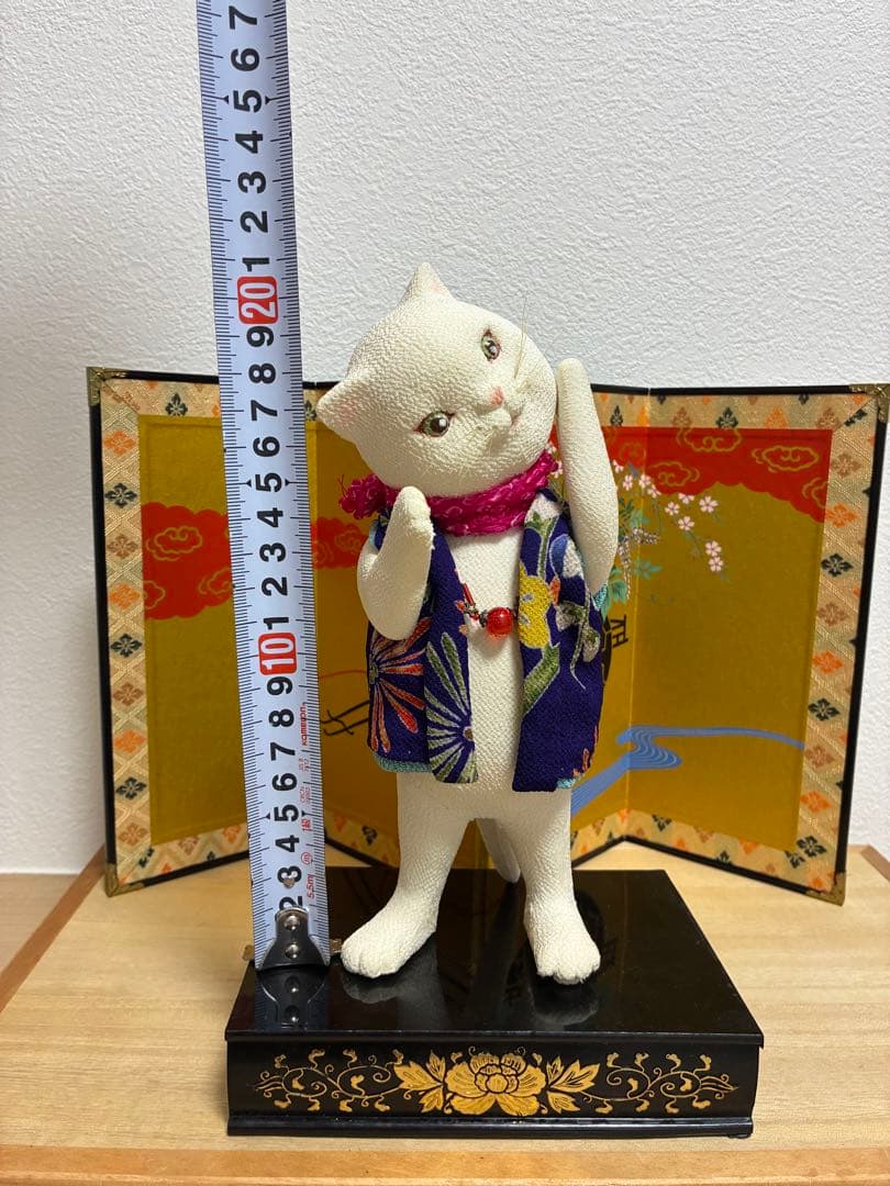 正絹　古布　ちりめん細工　猫　人形