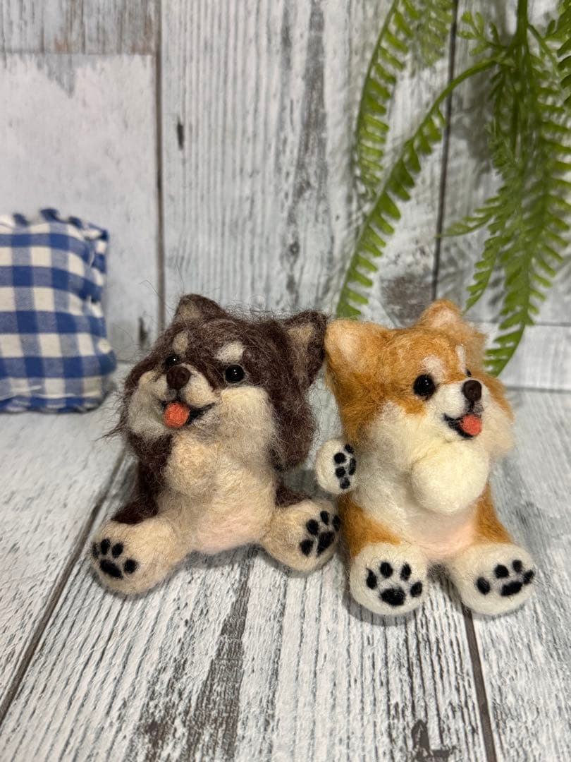 ほっぺがくっつく　なかよし　チワワ　羊毛フェルト　マスコット