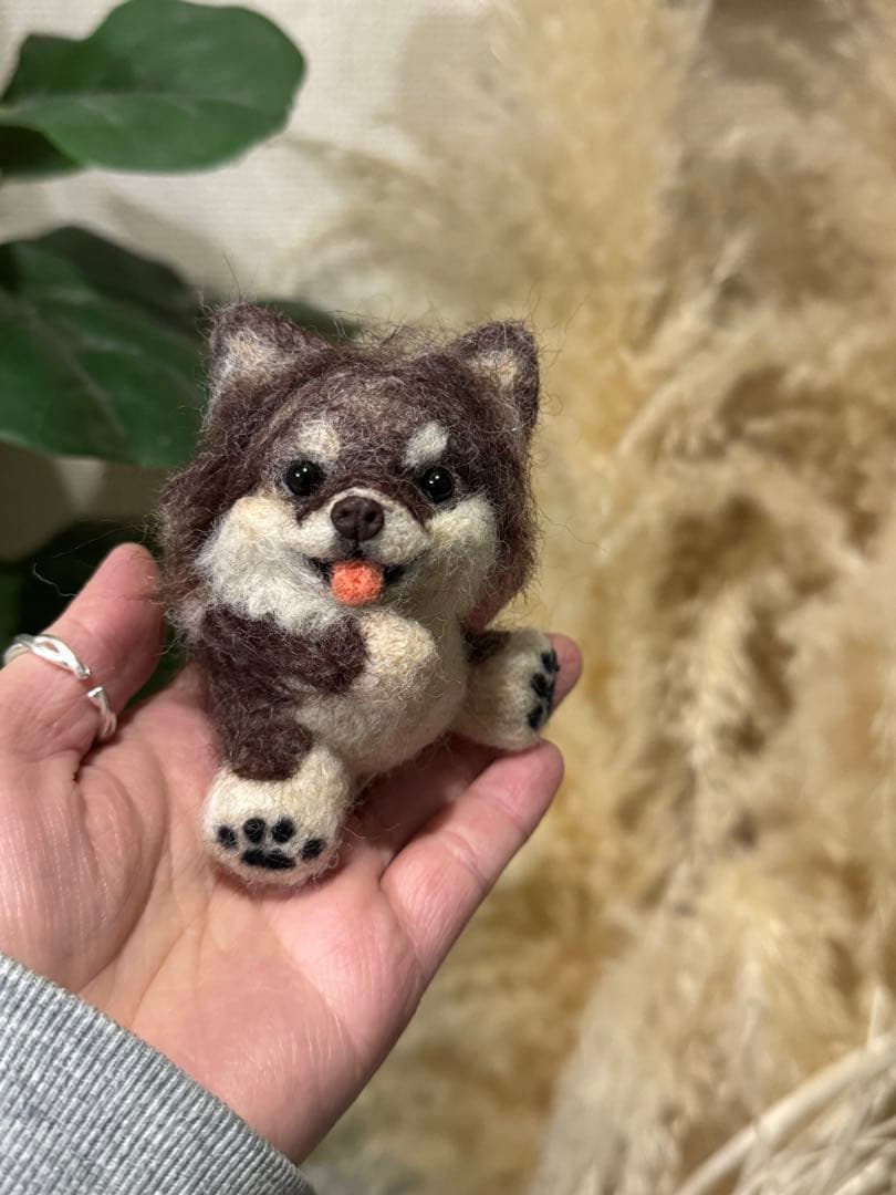 ほっぺがくっつく　なかよし　チワワ　羊毛フェルト　マスコット
