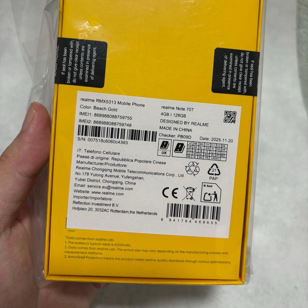 スマートフォン本体 Realme Note 70T 6GB/128GB Beach Gold