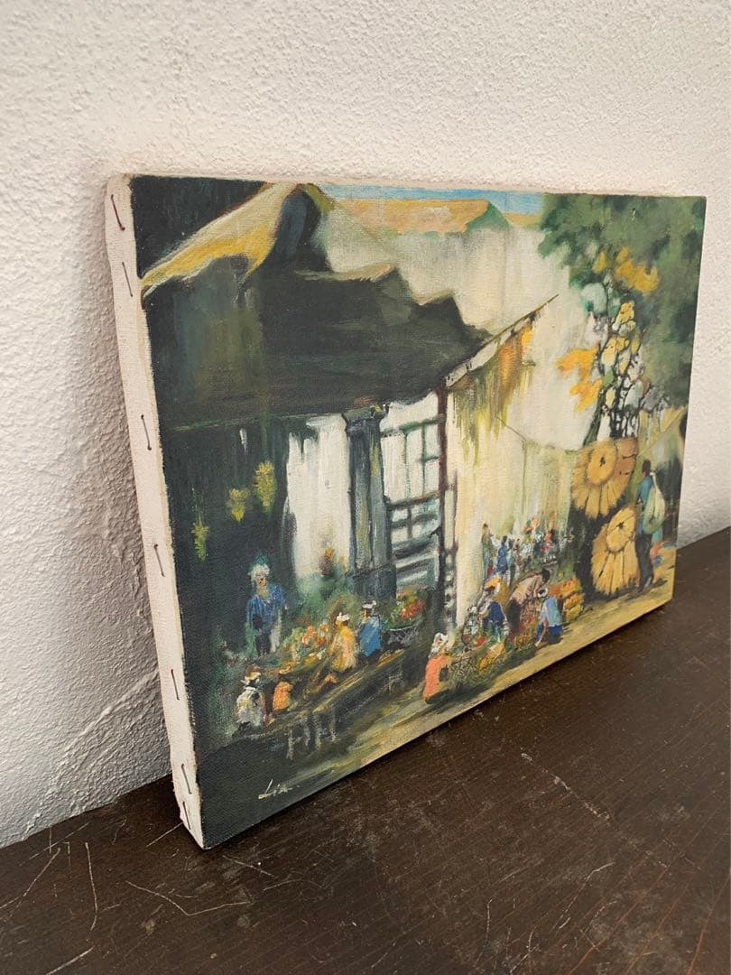 油絵　バリ島　ウブド　マーケット