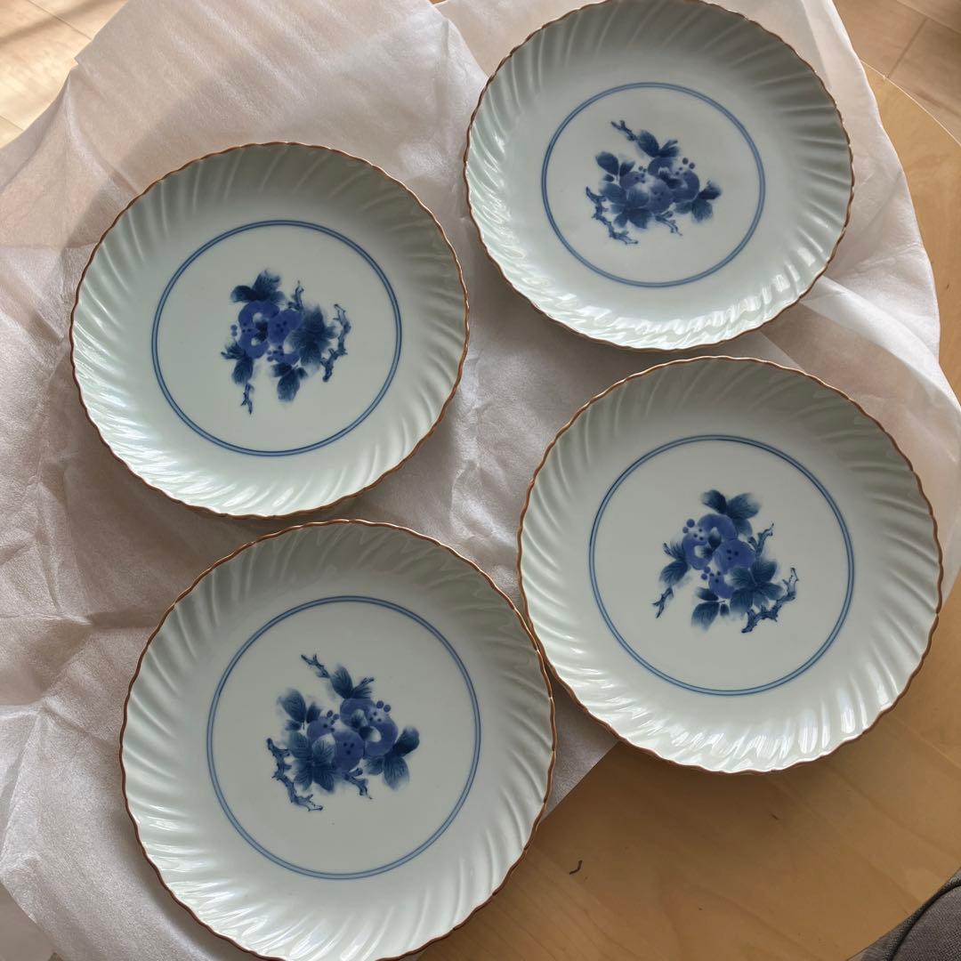 林九郎窯　有田焼　波佐見焼　お皿　4枚　柘榴　ざくろ　染付　食器